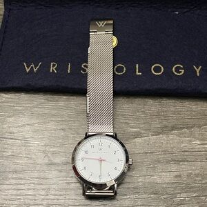 Wrisology Olivia Silver Pink wrist Watch, adjustable w tool easy change band new